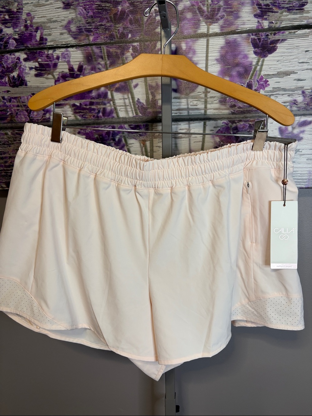 Women’s Calia Pale Pink Midrise Infinity Run Shorts NWT Size XL